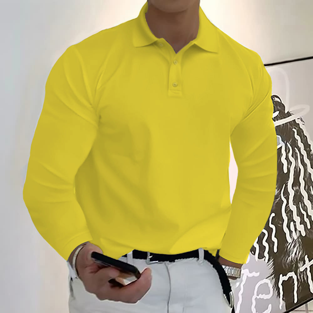 Herren Langarm Casual Solid Golf Polo Shirt