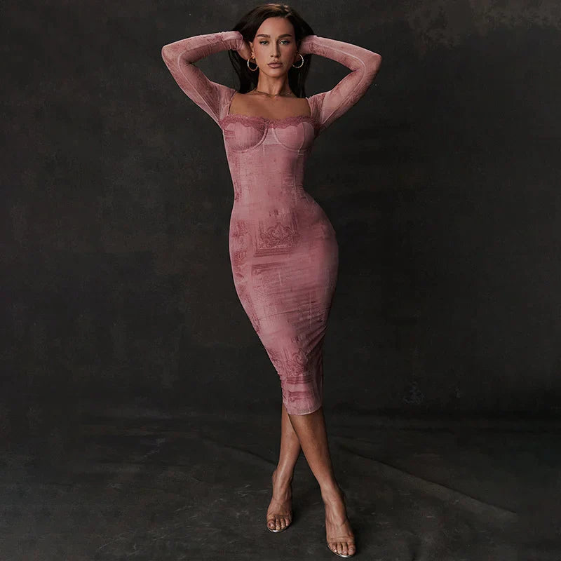 Thalia™ - Elegantes rosa Damenkleid
