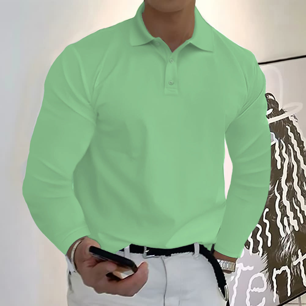 Herren Langarm Casual Solid Golf Polo Shirt